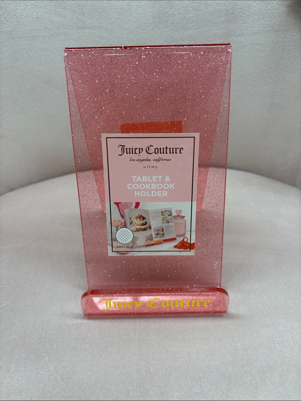 Juicy Couture Pink Glitter Tablet & Cookbook Stand with Gold Logo